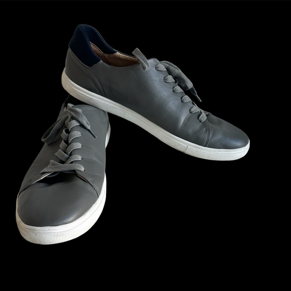 Sam Edelman Tyson men’s fashion sneaker leather and fabric gray navy size 13